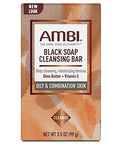 Ambi Black Soap Cleansing Bar Deep Cleansing Moisturizing Formula With Shea Butter + Vitamin E For Oily & Combination Skin 3.5 Oz - 5 Pack