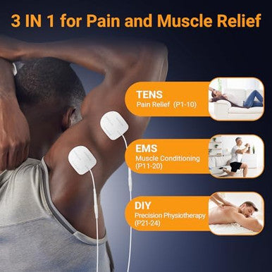 Comfytemp 4 Outputs Tens Unit For Sciatica Cover Multiple Parts Fsa Hsa Eligible Rechargeable Ems&Massage Tens Unit Muscle Stimulator For Pain Relief With 24 Modes And Diy For Back Shoulder Neck