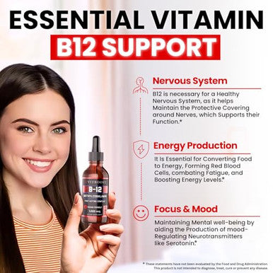 Vitboost Vegan Liquid B-12 Drops 60 X 5000 Mcg Extra Strength Raspberry Flavored Vitamin B12 Liquid Methylcobalamin Sublingual Supplement | Designed To Maximize Absorption & Energy | Gluten Free