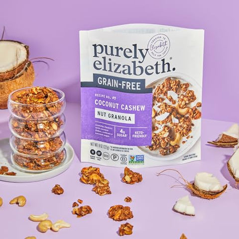 Purely Elizabeth, Coconut Cashew, Keto Granola, Grain-Free, Non-GMO, Paleo (8oz Bag) (Pack of 3)