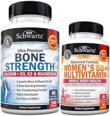 Bioschwartz Bone Strength Mineral Supplement With Calcium And Magnesium (2 Month Supply) Plus Daily Multivitamin For Women 50 & Over (1 Month Supply)