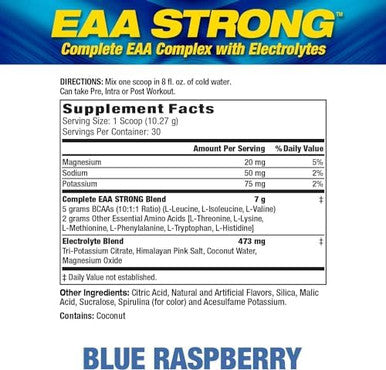 Maximum Human Performance Mhp Eaa Strong Amino Acid Supplements All 9 Essential Amino Acids Bcaas Electrolytes Blue Raspberry 1.2 Pound