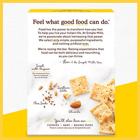 Simple Mills Almond Flour Crackers, Fine Ground Sea Salt, Gluten Free, Flax Seed, Sunflower Seeds, Corn Free, Good for Snacks, Made with whole foods, 6 Count (Packaging May Vary)