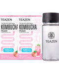 Teazen Kombucha Peach Flavor 2 Pack with Classic Eco Bottle (Kombucha Powder 20 Sticks Eco Bottle 1EA x 11.8oz)