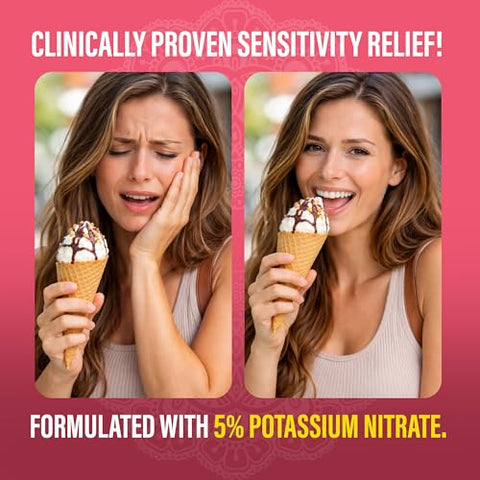 Gurunanda Sensitive Toothpaste 5 Potassium Nitrate For Tooth Sensitivity Relief Nano Hydroxyapatite Xylitol & White Turmeric For Happy Gums Fluoride-Free Natural Clove Mint 4.2 Oz