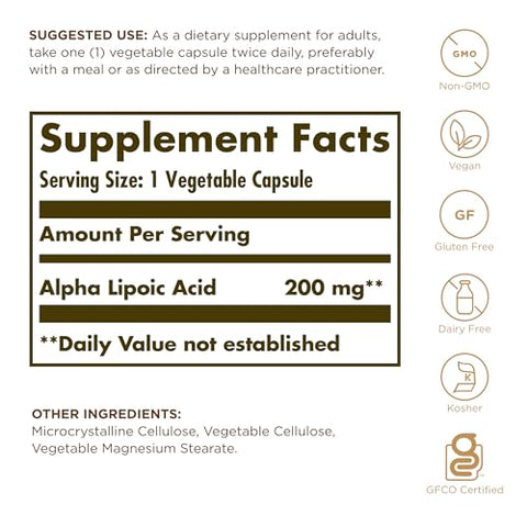 Solgar Alpha Lipoic Acid 200 Mg 50 Vegetable Capsules (Pack Of 3) - Antioxidant Support - Helps To Recycle Glutathione Vitamin C & E Coq-10 - Non-Gmo Vegan Gluten Free Dairy Free Kosher 150 Total Servings