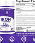 Elements Iron Glycinate 50Mg With Vitamin C Advanced Iron Supplement For Anemia Relief, Immune Boost & Energy Support Gentle On Stomach, Fast Absorption Non-Gmo, Gluten- Softgels For Women & Men