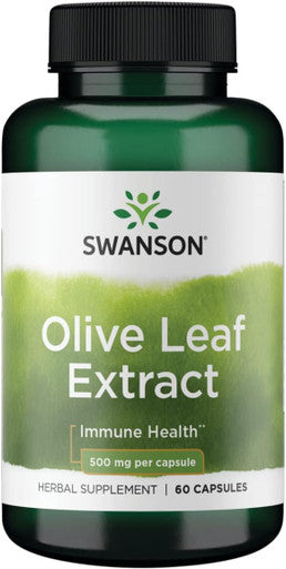 Swanson Olive Leaf Extract Supplement - Standardized to 20% oleuropein - (500mg 60 Capsules)