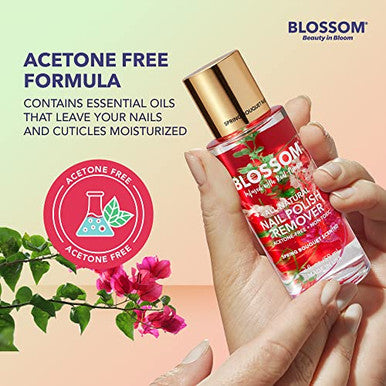 Blossom All Natural Organic Acetone Nail Polish Remover + Blue Cross Optical Nail Whitener Nail Brightening Basecoat With Vitamin E 2 Pack Bundle