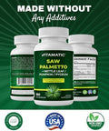 Vitamatic Saw Palmetto Extract For Men & Women 180 Veg Capsules - Made With Pumpkin Seed, Pygeum, Nettle Leaf - Made In The Usa - Promotes Healthy Prostate Function