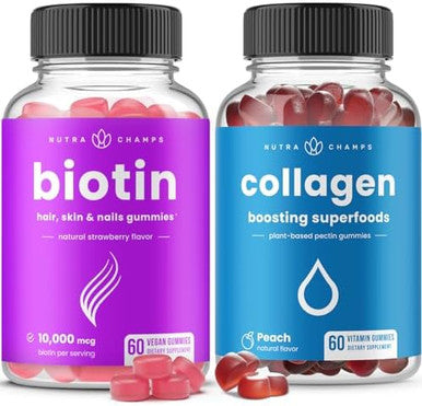 Nutrachamps Biotin Gummies And Collagen Boosting Gummies 2 Pack Bundle