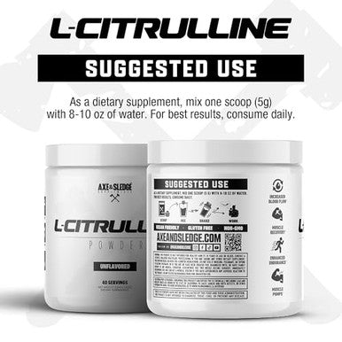 Axe & Sledge Basics Citrulline 5G Pure Citrulline Unflavored 40 Servings Boost Nitric Oxide Production L-Citrulline Supplements For Men & Women - Stamina Performance & Endurance For Workouts