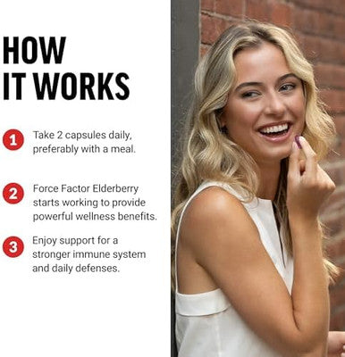 Force Factor Elderberry Capsules, Immunity Supplement And Antioxidants Supplement For Men And Women, Daily Immunity Boost, Vegan, No Gelatin, Non-Gmo, 100 Vegetable Capsules