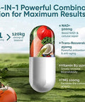Nad Supplement 1000Mg, True Nad+ & Resveratrol, Nmn Alternative For Cellular Energy & Healthy Aging - 120 Caps