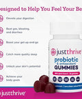 Just Thrive Probiotic Gummies - Kids Men And Womens Probiotic - For Digestive And Overall Health 30 Count