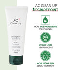 ETUDE AC Clean Up Daily Cleansing Foam 5.1 fl.oz (150 ml) | PH Balancing Amino Acid Base Gentle Foaming Cleanser with Acne Pron Skin Treatment Effect | Korean Skin Care Face Cleanser Wash | Kbeauty