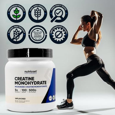 Nutricost Creatine Monohydrate Powder (2 Pack) 5G Per Serving 100 Servings 500G (17.9 Oz) Scoop Included
