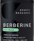 Sports Research Berberine - Herbal Ayurvedic Metabolic Health Support - 1000 Mg - 60 Capsules - Vegan Certified, Gluten-Free, Non-Gmo