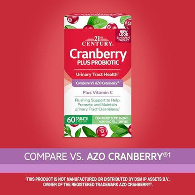 21St Century Cranberry Plus Probiotic Tablets 60 Count