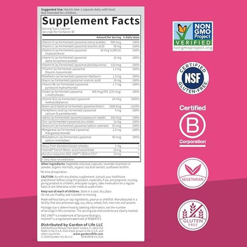 Garden Of Life Dr Formulated Multi+ Beauty Complex Fermented Liposomal Multivitamin Plus Hair Skin And Nails Vitamins French Melon Sod Biotin and Probiotics 30 Capsules Supplement For Women and Men