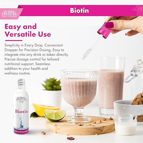 Buried Treasure Biotin Drops 120 Servings 2 oz Supports Hair Skin and Nails