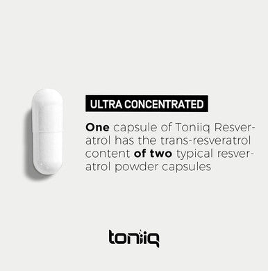 Toniiq Ultra High Purity Resveratrol Capsules 98% Trans Resveratrol Highly Purified and Highly Bioavailable 60 Capsules Reservatrol Supplement