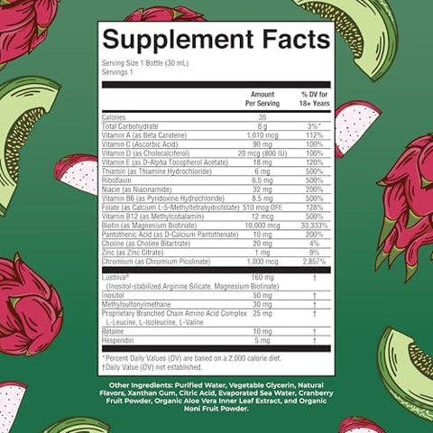 MARYRUTH'S Liquid Multivitamin + Hair Growth Travel Pack Biotin 10000mcg Lustriva Hair Growth Supplement Clinically Tested in Women for Thicker Hair and Facial Wrinkle 18+ 1 Fl Oz (Pack of 8)