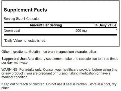 Swanson Premium Neem Leaf Immune Health (500 mg 100 Capsules) - 3 Pack