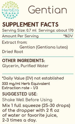 Gentian B120 (2pcs) Alcohol-Free Herbal Extract Tincture, Concentrated Liquid Drops Natural Gentian (Gentiana Lutea) Dried Root (2x4 fl oz)