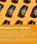 Black Seed Oil Capsules With Turmeric Curcumin Supplement Immune & Digestive Health Support 60 Count Vegan Nongmo Cold Pressed Black Seed Oil With Curcumin (95% Curcuminoids) 1 Month Supply