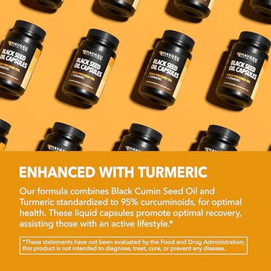 Black Seed Oil Capsules With Turmeric Curcumin Supplement Immune & Digestive Health Support 60 Count Vegan Nongmo Cold Pressed Black Seed Oil With Curcumin (95% Curcuminoids) 1 Month Supply