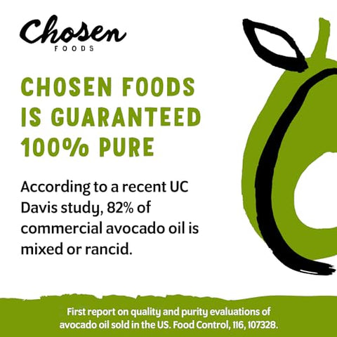 Chosen Foods 100% Pure Avocado Oil for Cooking - 1.75L - Made With Good Fats from Avocados, Naturally Refined, Never Adulterated, High Smoke Point, Non-GMO, Soy-Free, Canola Oil-Free, Gluten-Free, Keto