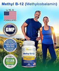 aSquared Nutrition Vitamin B125000 MCG Supplement with Methylcobalamin (Methyl B12) Max Strength Vitamin B 12 Support to Help Boost Natural Energy Benefit Brain and Heart Function 120 Tablets