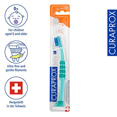 Curaprox Baby Toothbrush For Toddlers And Infants Ultra-Soft Curen Bristles For Gentle Cleaning Green-Green Single Pack