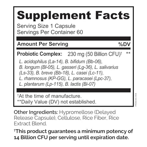 Naturelo Probiotics For Digestive Health - 60 Vegetarian Capsules And One Daily Multivitamin For Men 120 Vegetarian Capsules Bundle