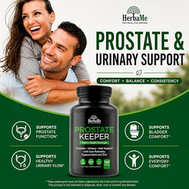 Herbame Prostate Support Supplement For Men With Saw Palmetto Pygeum Bark 120 Capsules