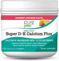 Ionic Fizz Super D-K Calcium Plus by Pure Essence - with Extra Magnesium, Vitamin D3, Vitamin K2 for Strong Bones and Stress Support - Raspberry Lemonade - 7.41oz