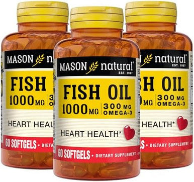 Mason Natural Omega3 Fish Oil 180Day Supply 1000Mg With Epa And Dha For Joint Support 60 Softgel Pills (Pack Of 3)