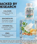 Allin1 Calcium Magnesium Zinc Supplement with Potassium Copper Strontium Silica Vitamin D3 K2 Boron Vitamin B1 B12 Red Clover Herb Alfalfa Basil Pills for Men and Women Clean Nutra Osteo Defend