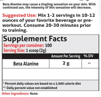 Frontline Formulations Beta Alanine Unflavored Essentials Train Harder Recover Faster Increase Endurance Veteren Owned And Operated (100 Servings Beta Alanine)