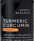 Sports Research Turmeric Curcumin C3 Complex - Softgels With Bioperine Black Pepper Extract & Organic Coconut Oil, Standardized 95% Curcuminoids - Non-Gmo Verified & Gluten - 500Mg, 120 Count