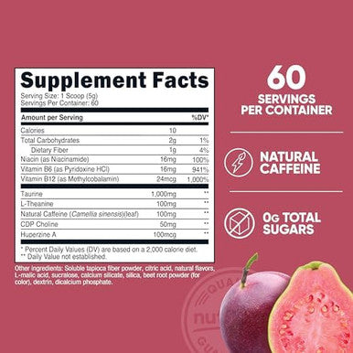 Nutricost Energy Drink Powder (Passionfruit Guava) (60 Serv) Pre Workout Supplement With Natural Flavors Nongmo GlutenÃƒÂ¢Ã¢â€šÂ¬Ã‚Â¦