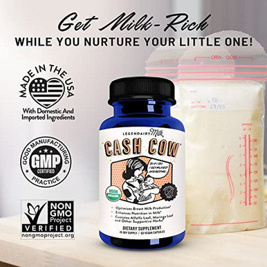 Legendairy Milk Cash Cow Lactation Supplement Moringa Alfalfa And Goat'S Rue Breastfeeding Supplement For Milk Supply Increase Fenugreek-Free Certified Organic Vegan Non-Gmo 60 Capsules