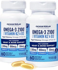 Oceanblue Professional Omega3 2100 With Vitamin K2 And Vitamin D360 Count 2 Pack Triple Strength Burpless Fish Oil Supplement With Epa Dha & Dpa Wild Caught Orange Flavor 60 Servings