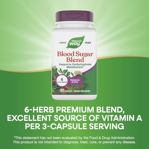 Nature'S Way Blood Sugar Blend With Gymnema Extract Supports Carbohydrate Metabolism Vitamin A 90 Capsules