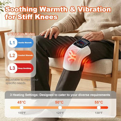 Deity Knee Massager Smart With Heat Vibration 3D Massage Red Light 4-In-1 Cordless Portable Knee Massager With Led Large Screen s For Grandma & Grandpa
