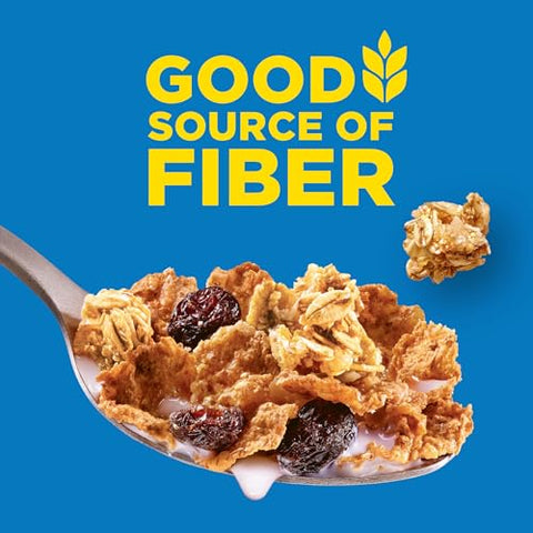 Kellogg's Raisin Bran Crunch Breakfast Cereal Cups, Fiber Cereal, Made with Real Fruit, Original, 33.6oz Case (12 Cups)