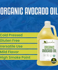 Kevala Organic Avocado Oil - 128 fl oz - 3.7 L - 1 Gallon - Avocado Oil for Cooking - Organic Cold Pressed Ã¢â‚¬â€œ High Smoke Point Ã¢â‚¬â€œ For Skin and Hair