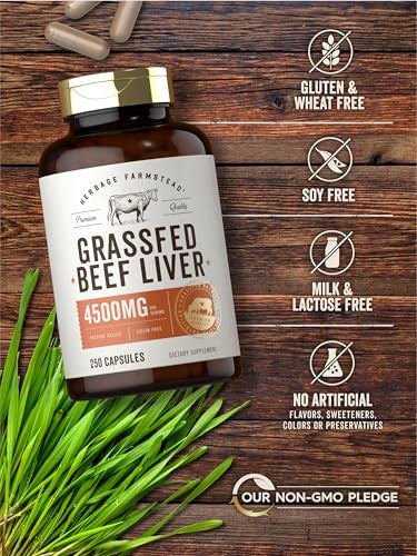 Carlyle Grass Fed Beef Liver Capsules 250 Count 4500Mg