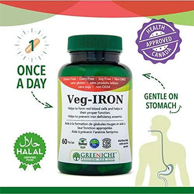Greeniche VEG-IRON 60 Capsule High Absorption Iron Supplement For Women & Men